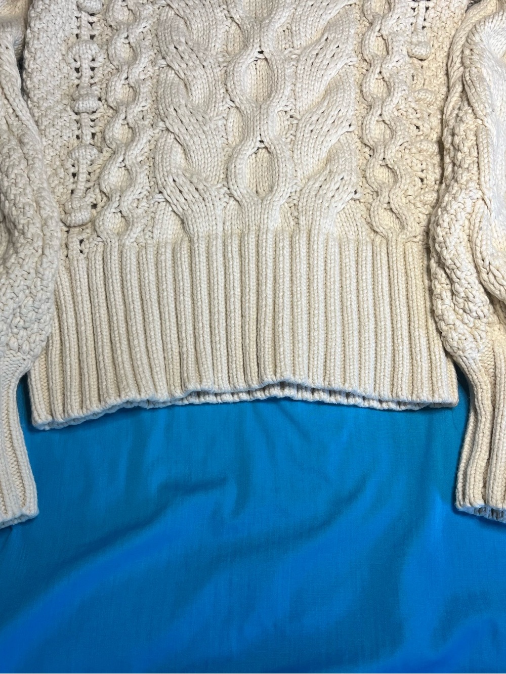 Banana Republic Ticino Cable Knit Puff Sleeve Sweater Cream S - Picture 11 of 16